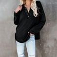 thumbnail image 2 of MesaSe Women‘s Solid Color Long Sleeve Button Open Neck Pullover T-Shirt, 2 of 6