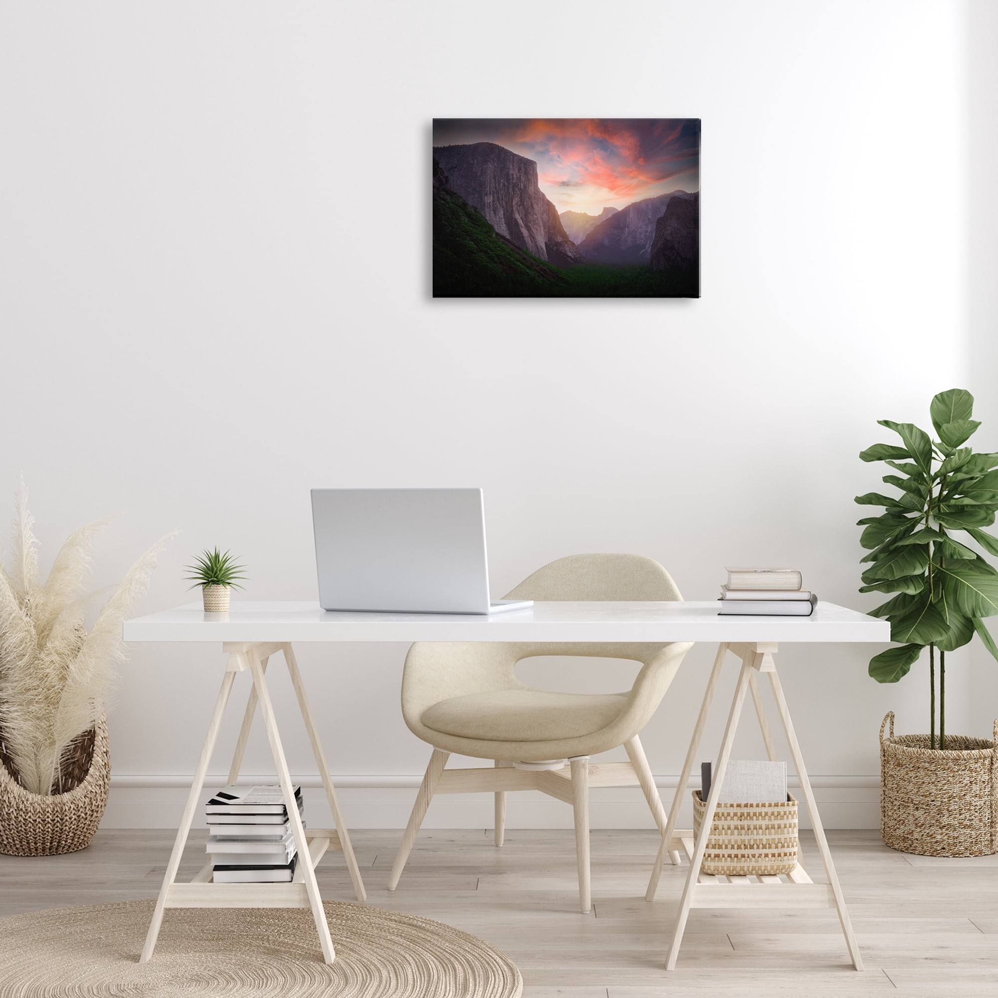 Stupell Industries Sunset Through Mountain Cliffs Landscape & Nature Photography Wrapped Canvas Art Print Wall Art, 24 x 16