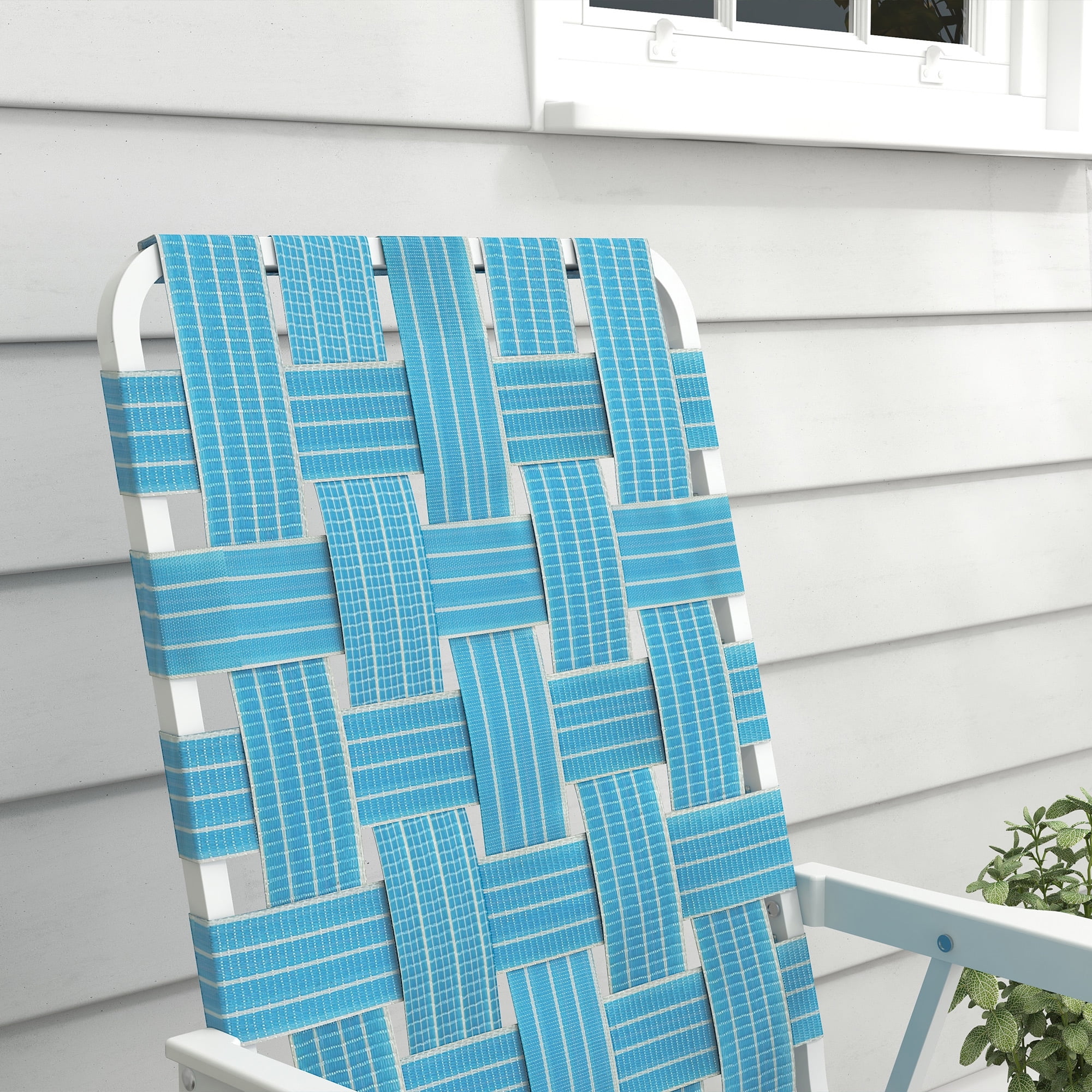 Set of 2 Patio Folding Chairs, Classic Outdoor Camping Chairs, Portable Lawn Chairs for Camping, Garden, Pool, Beach, Backyard w/ Armrests, Blue