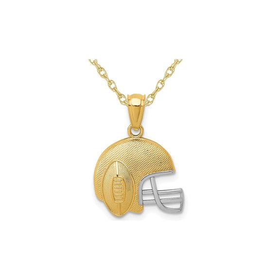 Gem & Harmony 14K Yellow Gold Football Helmet Pendant Necklace with Chain for Women