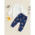 thumbnail image 5 of Baby Toddler Boys Autumn 2PCS Outfit Sets 0 6 12 18 24 Months 2T 3T Long Sleeve Letter Print Sweatashirt Tops Rugby Print Pants Clothing Set, 5 of 9