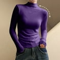 thumbnail image 6 of Feancey Mock Neck Long Sleeve Tops for Women Solid Color Basic Tees Fall Casual Turtleneck T Shirts Dressy Trendy Going Out Blouses Purple XL, 6 of 6
