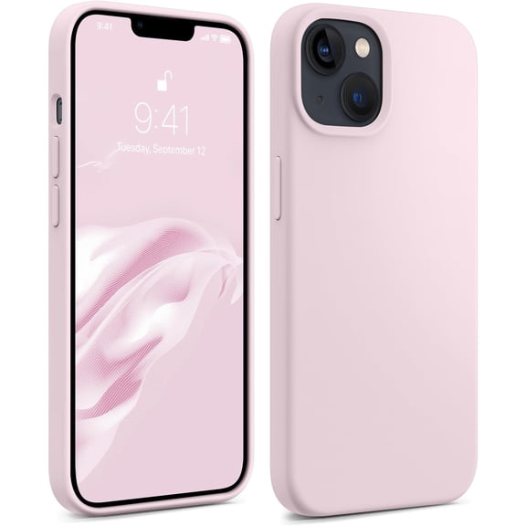 Compatible with iPhone 14 Case, Silky Touch Premium Soft Liquid Silicone Rubber Anti-Fingerprint Full-Body Protective Bumper Phone Case for iPhone 14, 6.1 inch (Ice Pink)