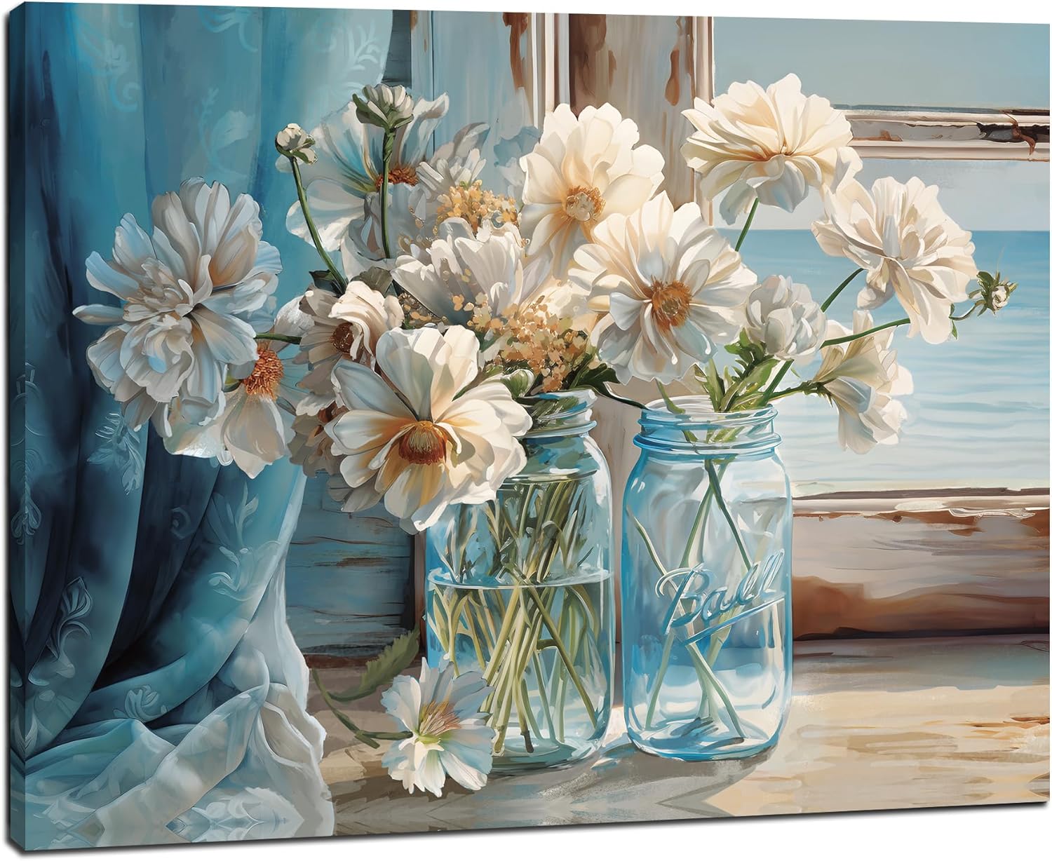 LAIART Modern Home Canvas Wall Art Daisy Flower Picture Rustic Decor Farmhouse Vintage Artwork