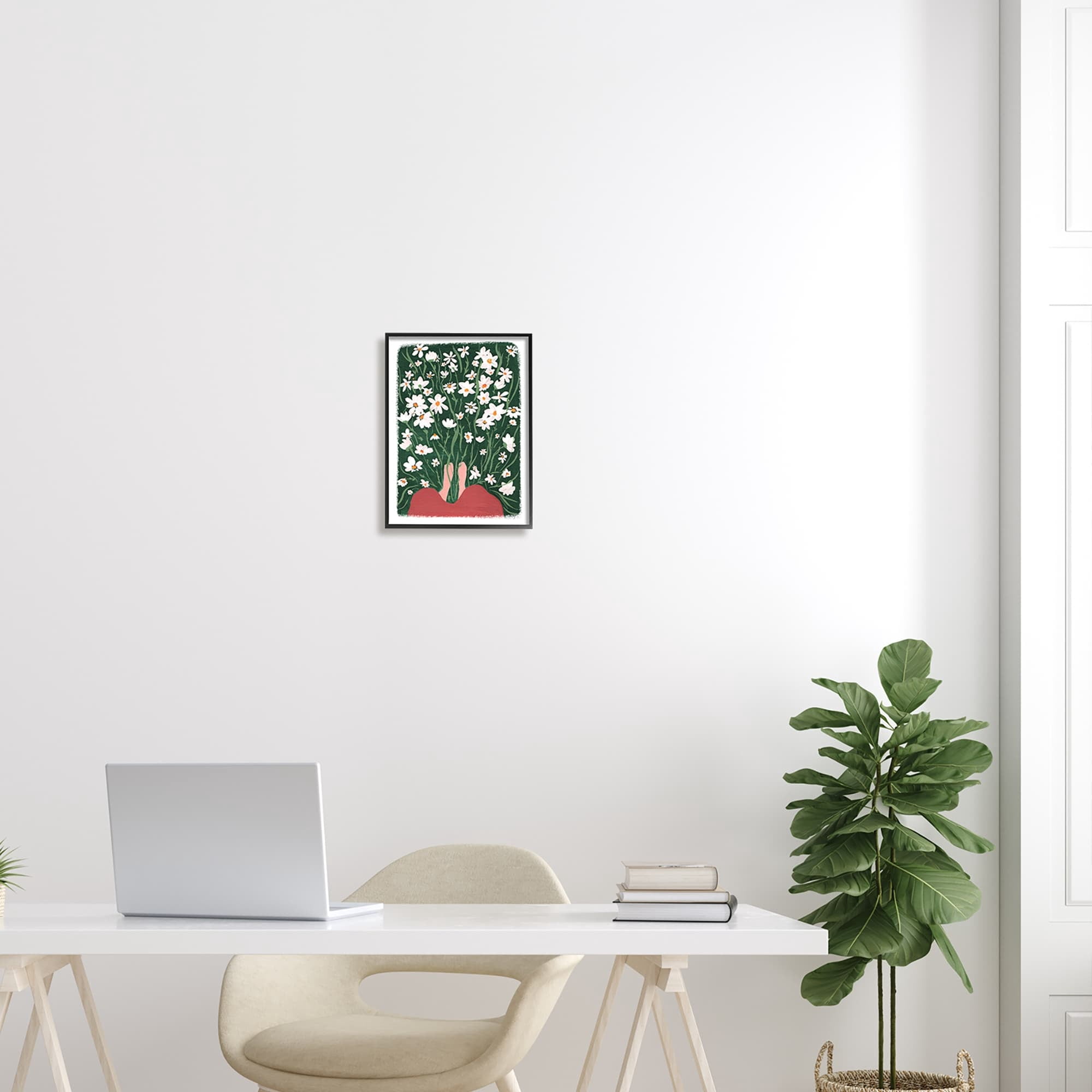 Stupell Industries Standing in Peaceful Flower Meadow Blooming Daisies Painting Painting Black Framed Art Print Wall Art, Design by Birgit Maria Kiennast
