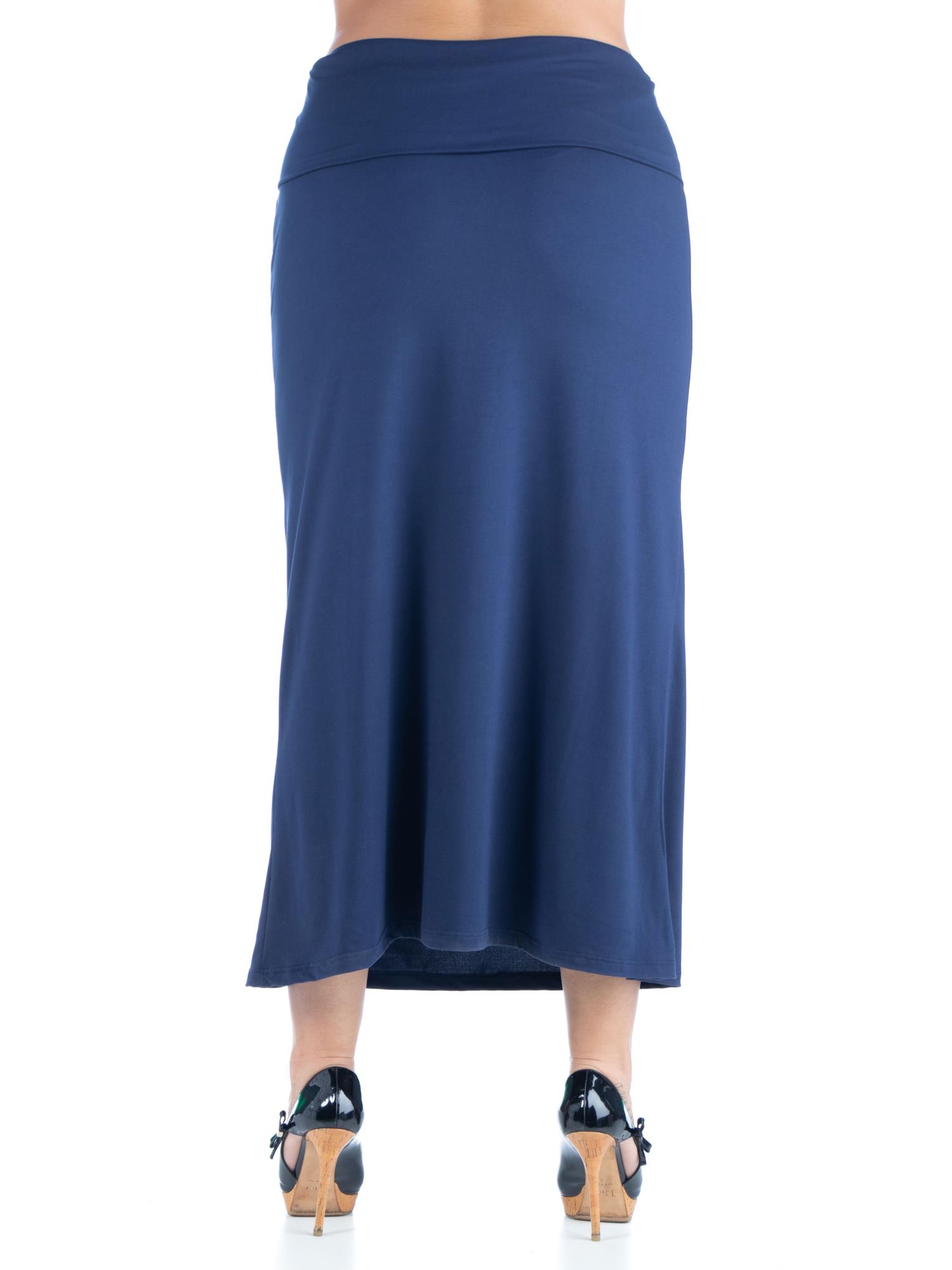 24seven Comfort Apparel Plus Size Comfortable Foldover Maxi Skirt