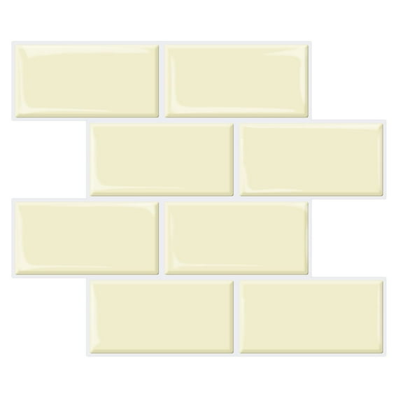 Art3d 14"x12" Peel and Stick Backsplash Subway Tiles Faux Ceramic Tiles Thicker Version in Yellow(10-Pack)