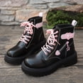 thumbnail image 6 of KEVCHE Women's Slip on Ankle Boots, British Front Lace Up Platform Round Toe Short Boots with Breathable Lining and Cushion Sole, Trendy Boots for Daily Wear, 6 of 6
