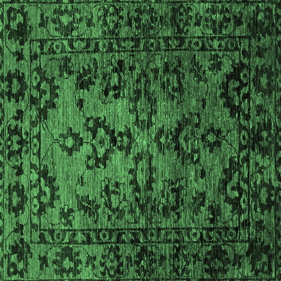 Ahgly Company Indoor Square Abstract Emerald Green Modern Area Rugs, 5' Square