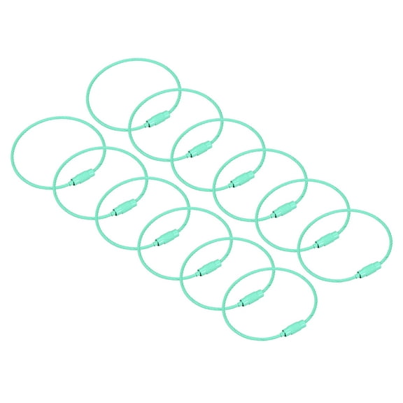 Uxcell 12Pack Cable Key Rings, 6-inch(155mm) Wire Keychain Twist Loops, Mint Green