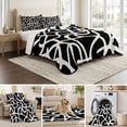 thumbnail image 6 of Quilts King Size Bedding Set, Abstract Boho Lightweight Quilted Comforter, Middle Century Rustic Black White Texture Soft Reversible Bedspread Coverlet with Pillow Covers for All Season, 96" x 106", 6 of 9