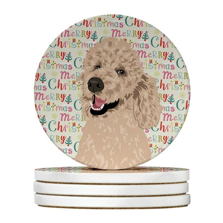 

Poodle Standard Cafe Au Lait Christmas Large Sandstone Coasters Pack of 4 4 in x 4 in