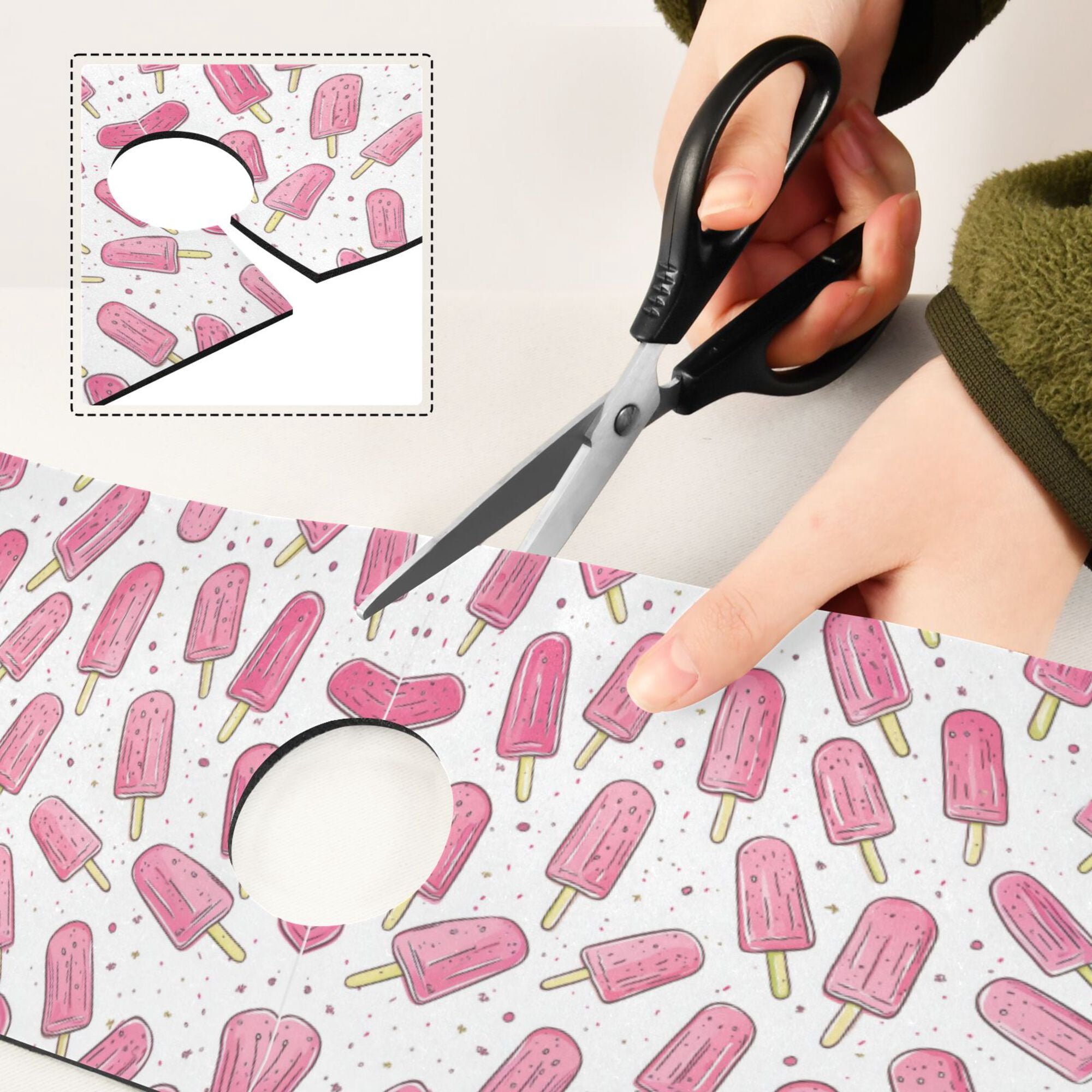 Yayeee Faucet Mat for Kitchen Sink 14.7" Diatomite Long Splash Guard Pad, Pink Popsicle Pattern, 2 Pack