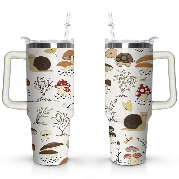 40oz Cute Mini Cactus Theme Stainless Steel Flip Straw Tumbler Spill Proof Travel Cup Double Wall Vacuum Insulated Coffee Mug with Top Handle