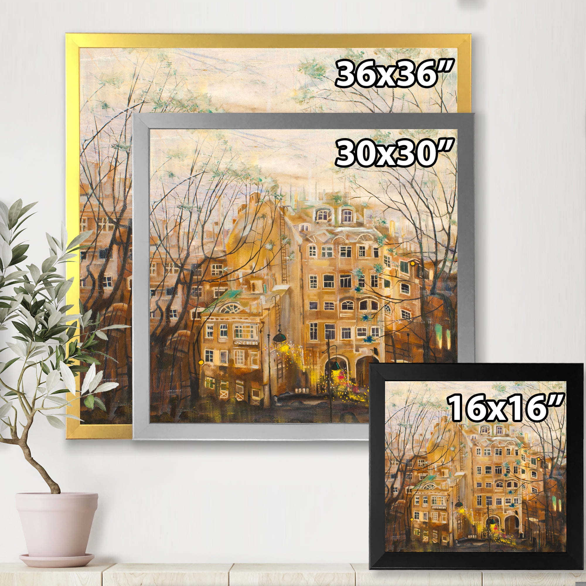 Designart 'Russian City Yard Landscape' Traditional Framed Art Print