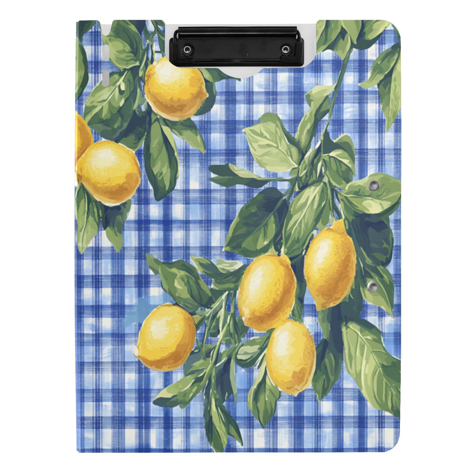 FORMRS A4 Clipboard Folder with Pen Holder Horizontal Foldable School Office Binder, Green Lemon Plaid