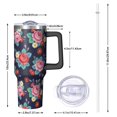 thumbnail image 2 of 40oz Pioneer Flower Floral Print Pattern Insulated Tumbler with Handle, BPA-Free Leak Proof Lid and Straws, Double Wall Vacuum, Hot 12h/Cold 34h, 2 of 6