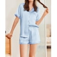 thumbnail image 2 of Ekouaer Womens Silk Satin Pajamas Set Animals Print Pjs Button Down Short Sleeve Lounge Set 2 Piece Sleepwear, 2 of 6