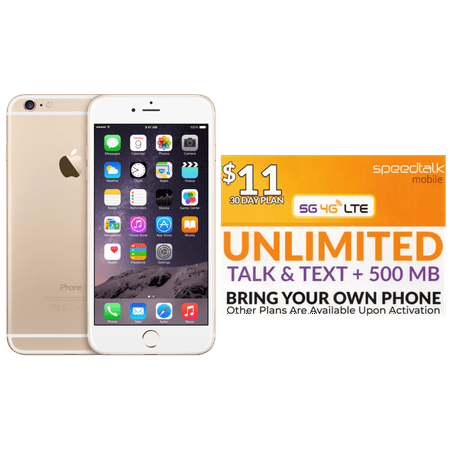 Pre-Owned iPhone 6 Plus 32 Gold Unlocked + Free Sim Card (Refurbished: Good)