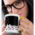 thumbnail image 2 of 3drose, Cute White Black Ladybugs Floating Hearts White Ribbon, 11oz Two-tone Yellow Mug, 2 of 6