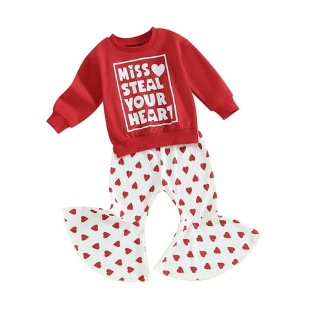 

Lieserram Toddler Girls Valentine s Day Clothes Sets 0 6 12 18 24 Months 2T 3T Red Long Sleeve Letter Print Sweatshirt Heart Print Pants Outfits