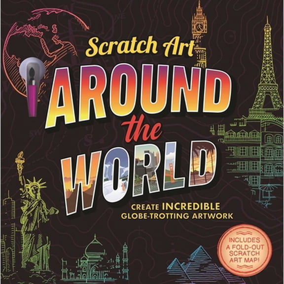 Pre-Owned Scratch Art: Around the World-Adult Scratch Art Activity Book: Includes Scratch Pen and Fold-Out Scratch Art Map!, (Paperback)