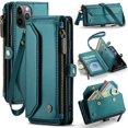 thumbnail image 1 of Funda tipo cartera para iPhone 11 Pro con bloqueo RFID, tarjetero, cremallera y ranura para billetes, correa de hombro magnética de piel sintética suave para mujer, 1 of 10