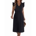 thumbnail image 2 of Women Summer Elegant Ruffle Sleeve Dress Semi Formal Boho Outfits Black XL, 2 of 9