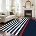 thumbnail image 3 of Rectangle Area Rugs 5 x 7 Ft, Anchor Navy Blue Non-Slip Residential Carpet, Red Nautical White Geometric Stripes Indoor Crawling Mats Runner Rugs for Living Room/Dining Room/Bedroom, 3 of 8
