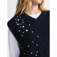 thumbnail image 6 of Free Assembly Women's Embellished V-Neck Cable Sweater Vest, Sizes XS-XXL, 6 of 7