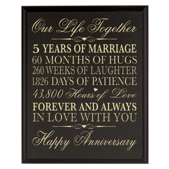 LifeSong Milestones 8x10 Black Dates Wall Plaque 5 Year