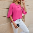 thumbnail image 4 of kamemi Womens Oversized T Shirts V-Neck T-shirts for Women Petal Sleeve Tunic Tops Summer Casual Womens Shirts(Hot Pink,S), 4 of 5