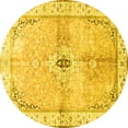 thumbnail image 1 of Ahgly Company Machine Washable Indoor Round Medallion Yellow Traditional Area Rugs, 5' Round, 1 of 4