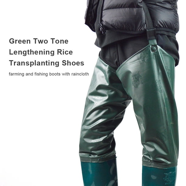 ZheElen Fishing Trousers Wear-resistant Waist Length Trouser Lower Field  Fish Shoes Waterproof Shoe Wading Pant Breathable Overalls Green 42 