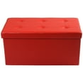 thumbnail image 3 of Costway Faux Leather Large Folding Storage Ottoman Pouffe Box Stool Red, 3 of 5