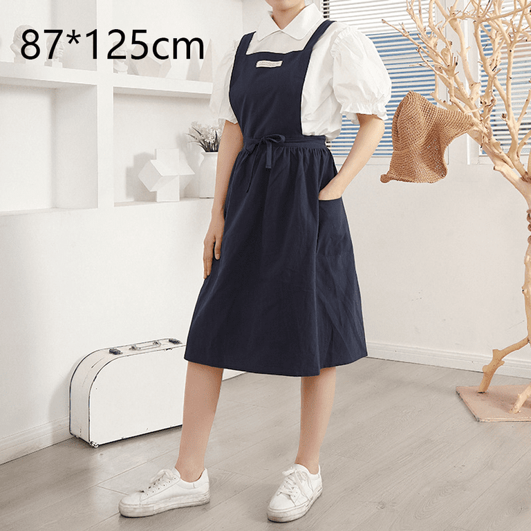 Vintage Cute Apron Dress Cross Back Pinafore Apron for Women with Pockets  for Cooking Painting - Walmart.com