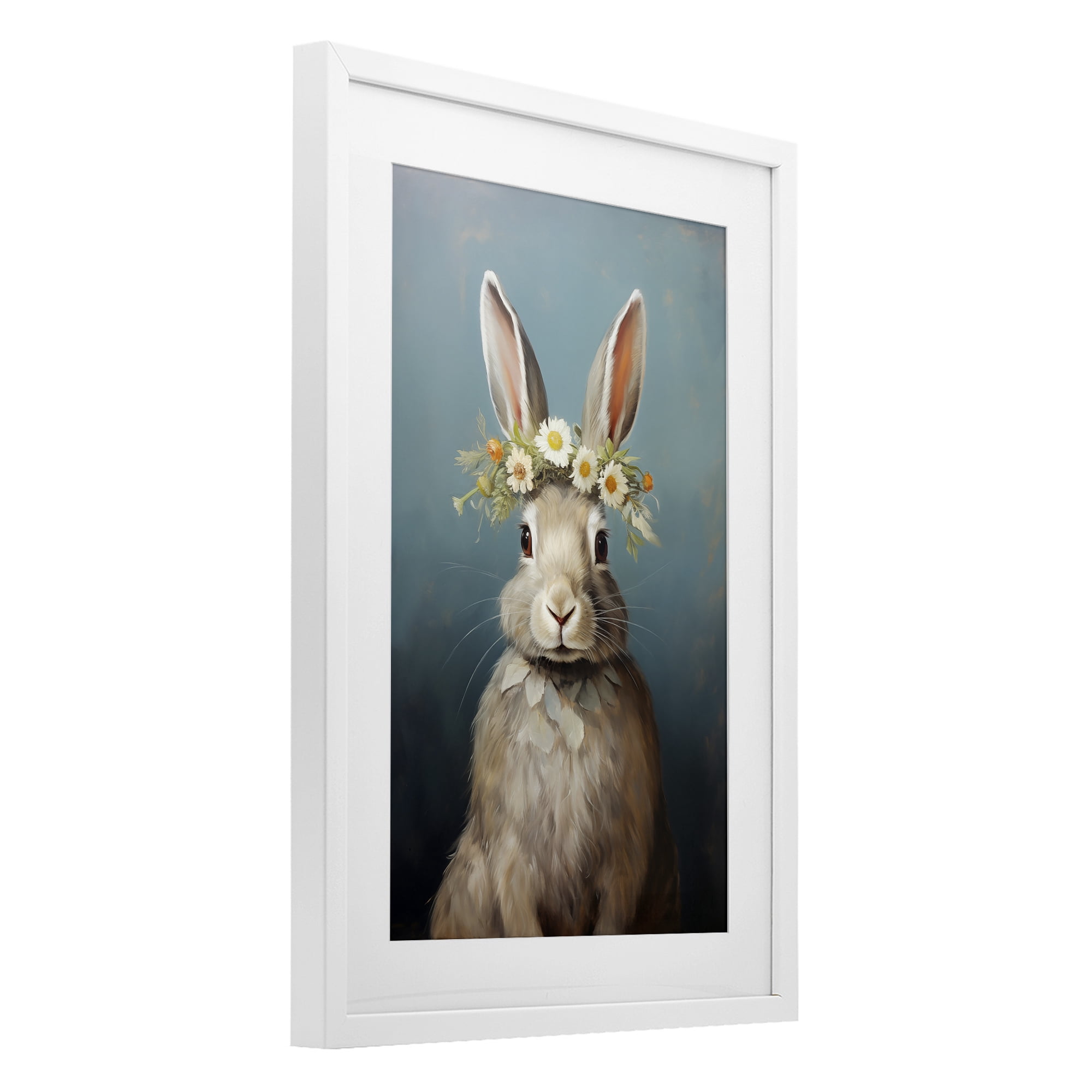 Stupell Industries Daisy Crowned Bunny Portrait White Framed Print Under Glass, design by Heidi Kuntz
