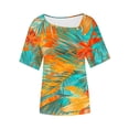 thumbnail image 7 of Youyipin womens tops Petal Sleeve Summer Trendy T Shirt Casual Loose Square Neck Button Blouse Tees short sleeve shirts for women, 7 of 7