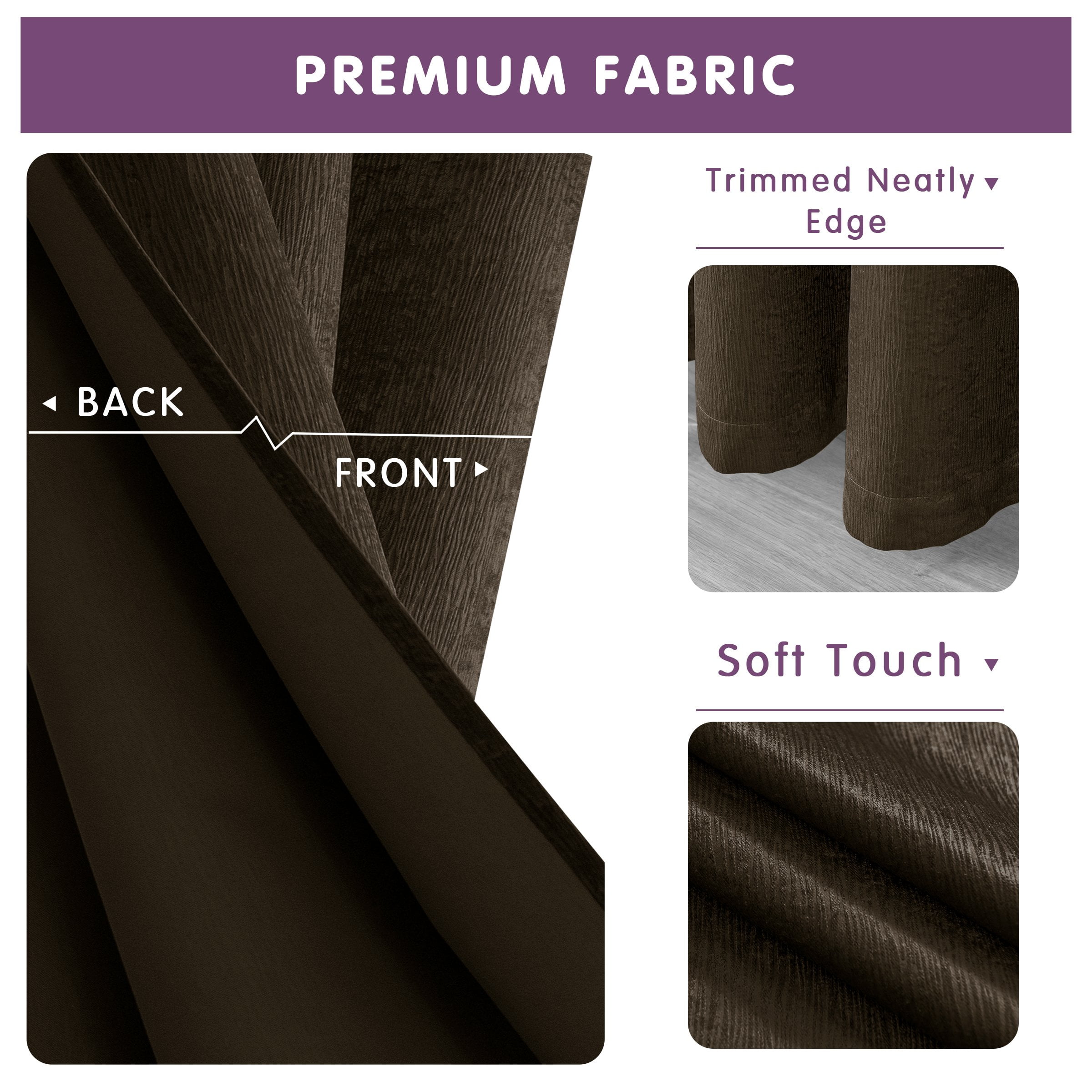 Subrtex Blackout Curtains 2 Panels Room Darkening Grommet Drapes, Olive Brown, 52"x 63"