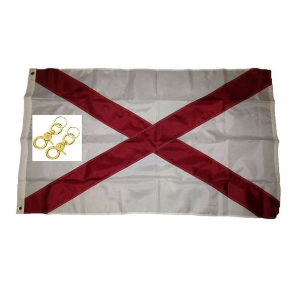 3x5 Embroidered State of Alabama 210D Sewn Nylon Flag 3'x5' w/ Clips