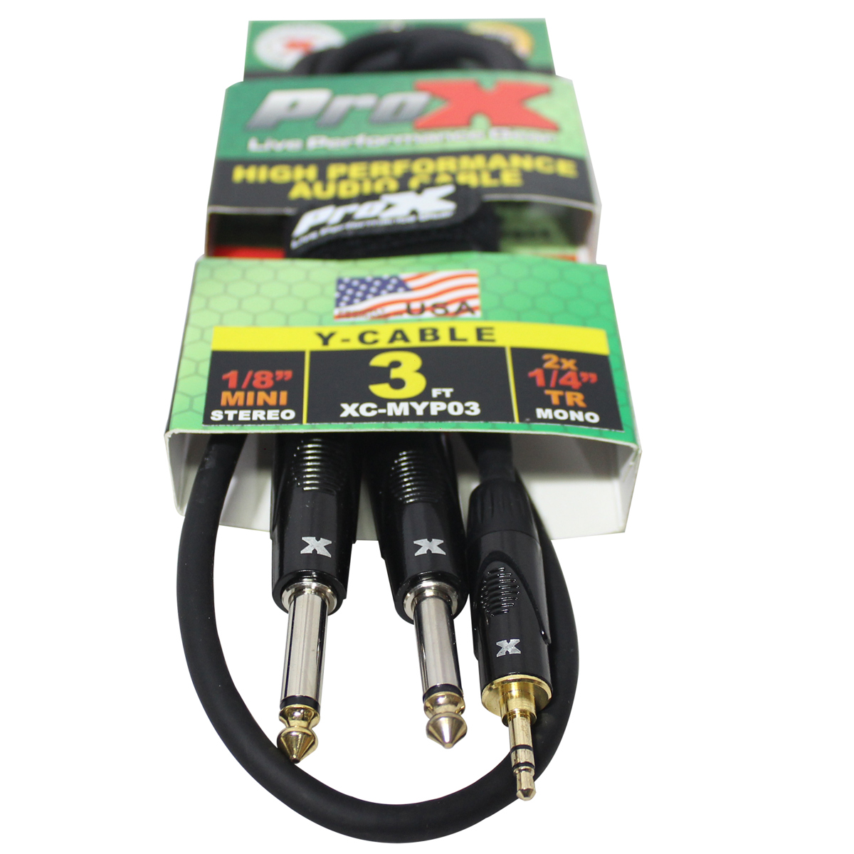 ProX XC-MYP03 3' 1/8" (3.5mm) Mini-TRS to Dual TS-M Unbalanced High Performance Audio Y Cable