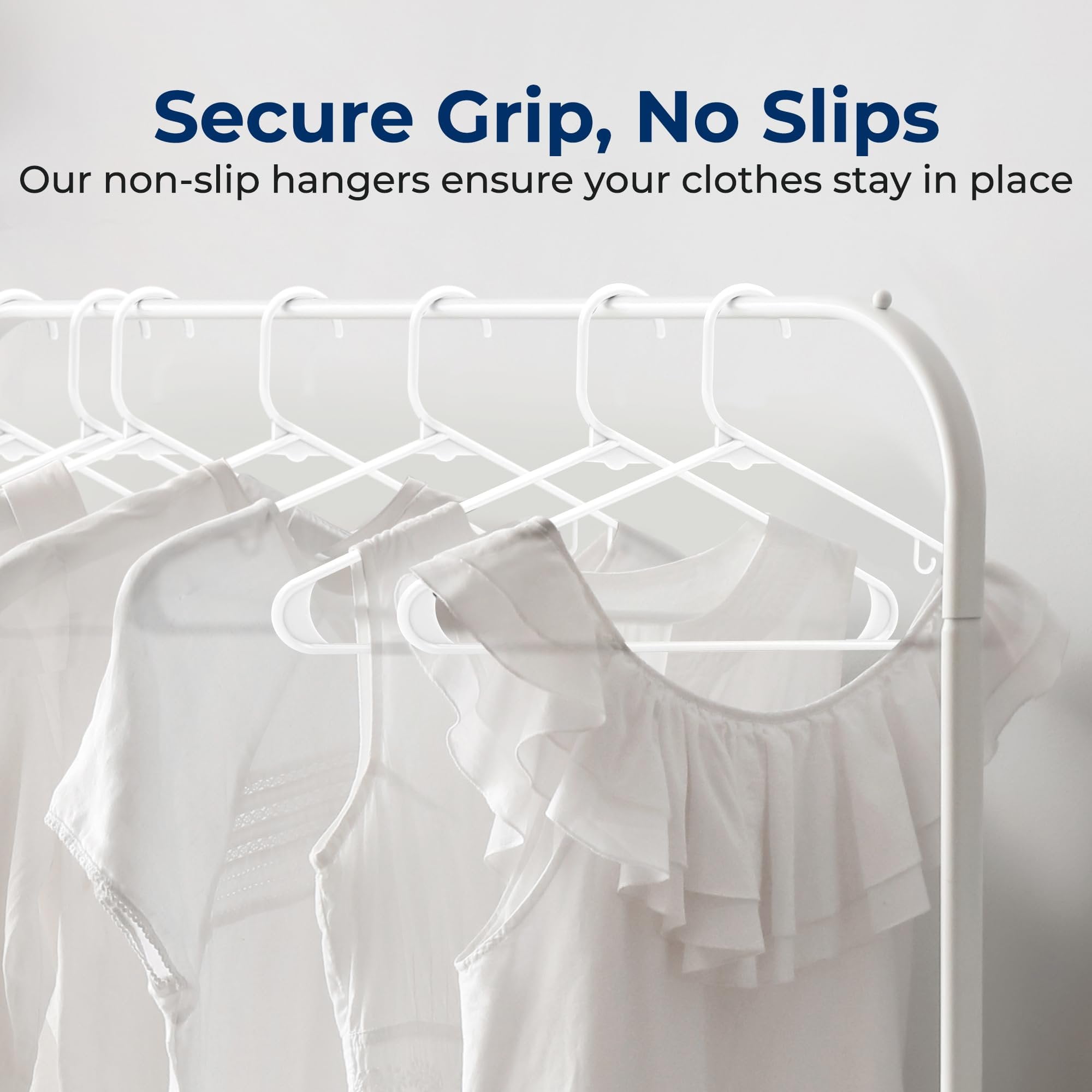 SereneLife 30-Pack Standard Plastic Space Saving Durable Tubular Heavy Duty Clothes Hanger, (White)
