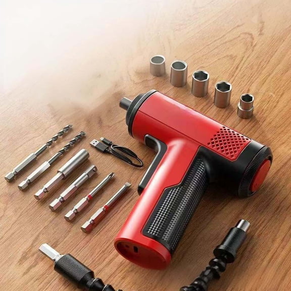 12V Portable Electric Screwdriver Set - Vessel Electric Screwdriver 30-Piece Bit Set for Home Repairs, Lightweight Power Tool, Durable Cordless Screwdriver, Home Maintenance Gadget, 8.6*7.2in, Red