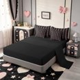 thumbnail image 3 of Manfei Fashion Bowtie Ribbon 7 Pieces Full Size Bedding Sets,Cartoon Cute Bow Full Size Bed in a Bag,Black Reversible, 3 of 7