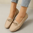 thumbnail image 7 of Felirenzacia Women’s Faux Leather Loafers Flat Shoes, Slip-On Moccasin Flats Shoes, Gold Silver Chain Rhinestone Dress Comfort Office Casual Shoes, 7 of 7