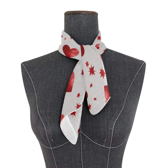 Square Scarf 24x24 Inch Simple Red Heart Pattern Silky Satin Sun Protection Neck Scarf for Women Multi-Purpose Head Wrap Bandana for Hair Bag Decoration