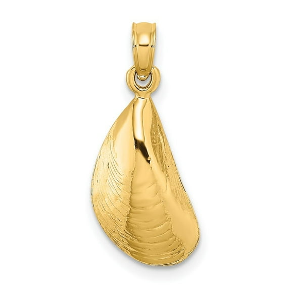 Diamond2Deal 14K Yellow Gold Mussel Shell Charm Pendant for Women (L- 0.79 in, W- 0.36 in)