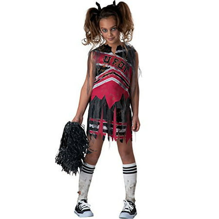 Spiritless Cheerleader Child Costume - Medium, This zombie cheerleader costume includes a top, skirt with detachable mesh, scarf & pom-pom. By