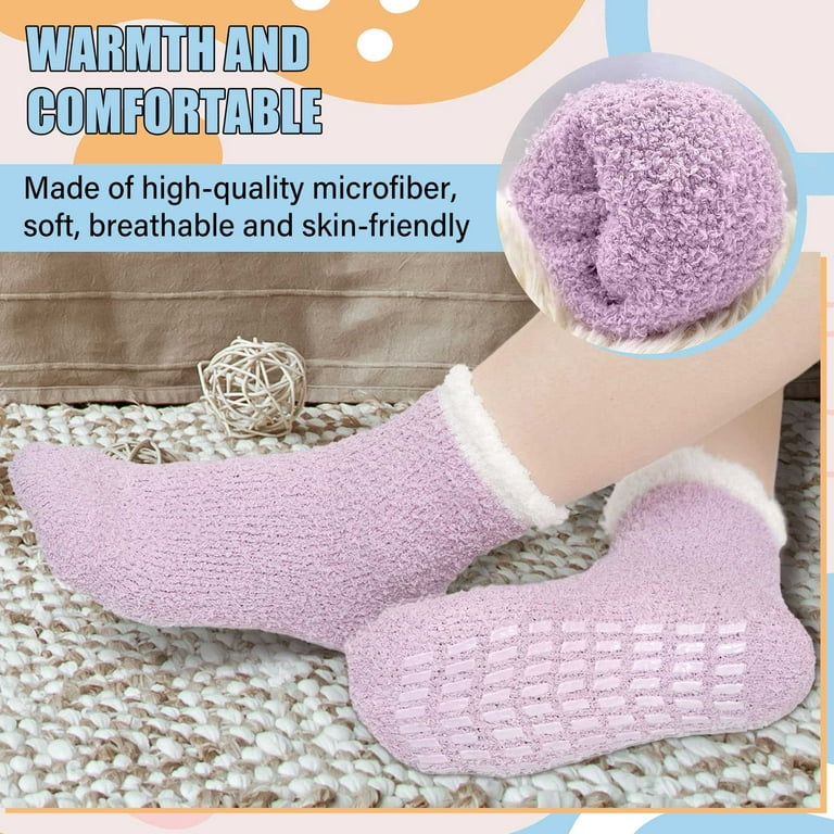 AMITOFO Fuzzy Socks 5 Pairs Slipper Socks for Women Soft Cozy