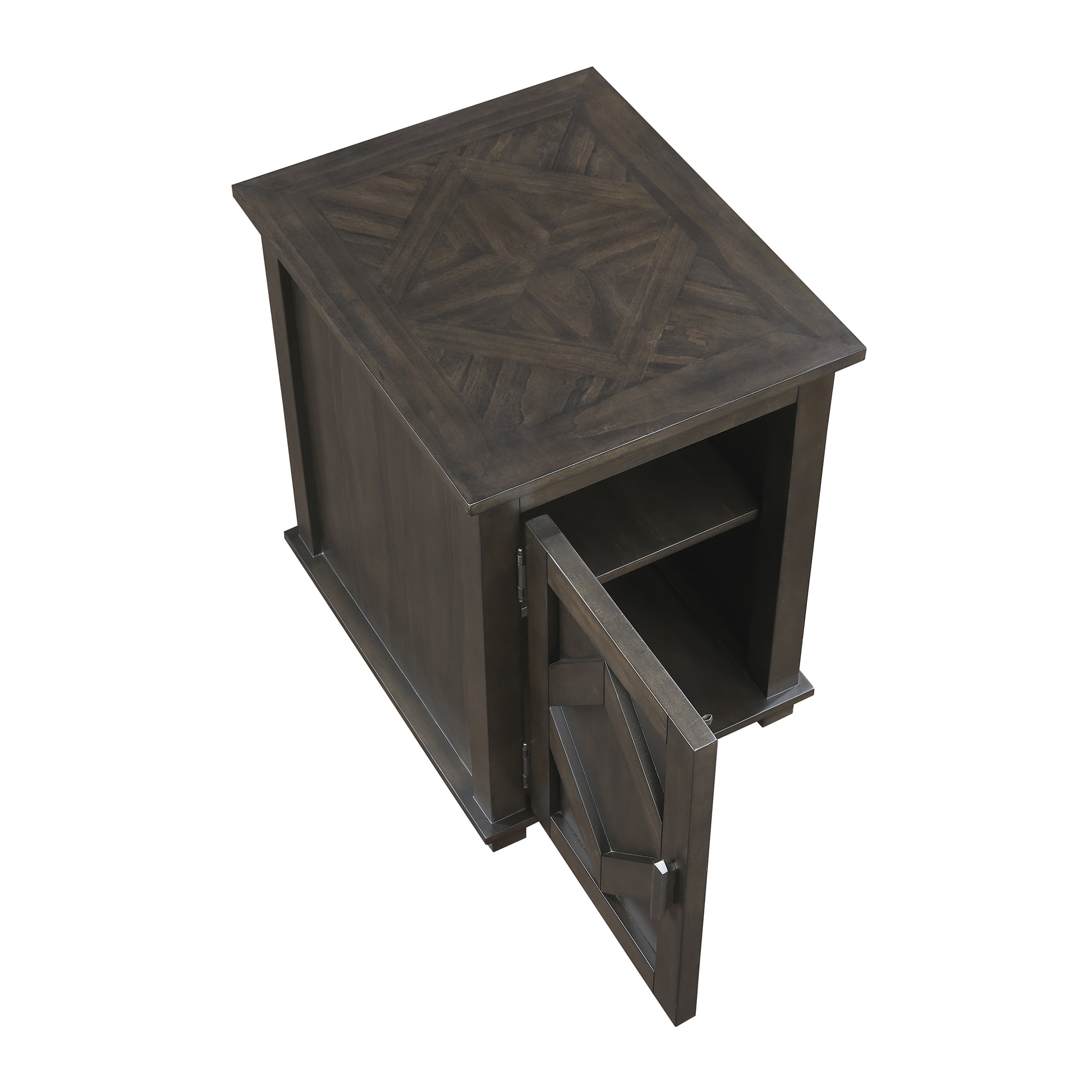 OakvillePark Lior Wooden Chairside Table with Cabinet Storage, Brown